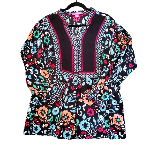 Woman Within Plus 1X Print Tunic Blouse  22-24 - Picture 9 of 12